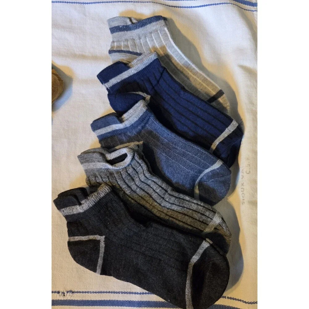 10 Pr Womens Ankle Socks  Solid Ribbed Texture Multicolor